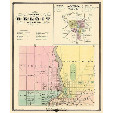 Beloit, Shullsburg Wisconsin Landowner Black Modern Wood Framed Art Print with Double Matting by Snyder