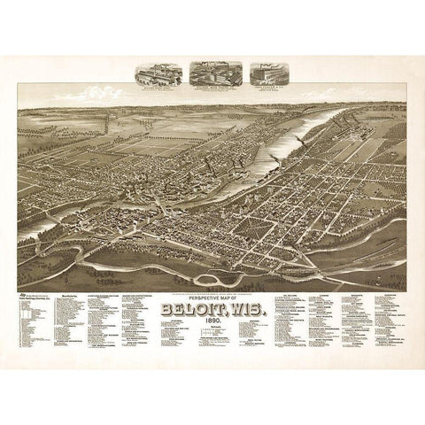 Beloit Wisconsin - American Pub Co 1890  White Modern Wood Framed Art Print by American Pub Co