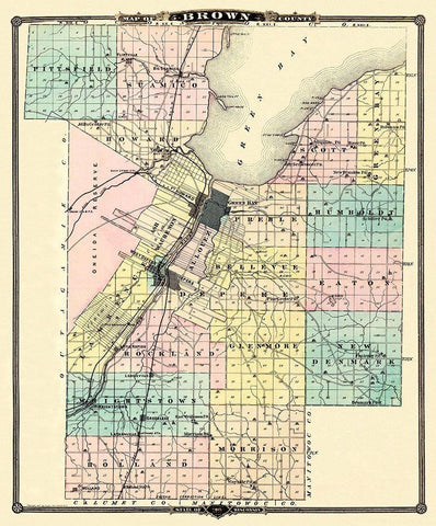 Brown Wisconsin - Snyder 1878 Black Ornate Wood Framed Art Print with Double Matting by Snyder