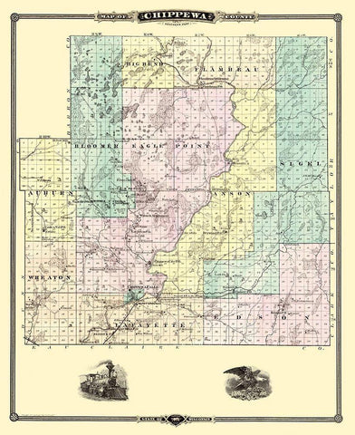 Chippewa  South Wisconsin Landowner - Snyder 1878 Black Ornate Wood Framed Art Print with Double Matting by Snyder