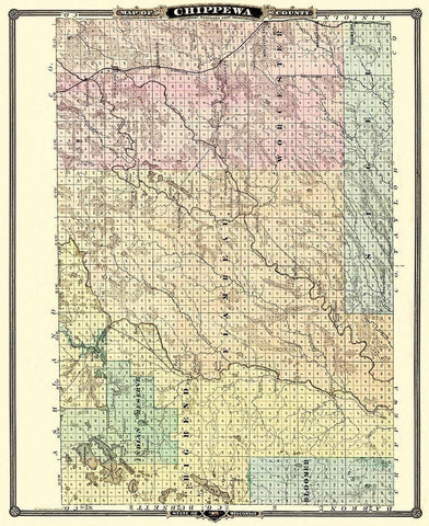 Chippewa  North Wisconsin - Snyder 1878 White Modern Wood Framed Art Print with Double Matting by Snyder