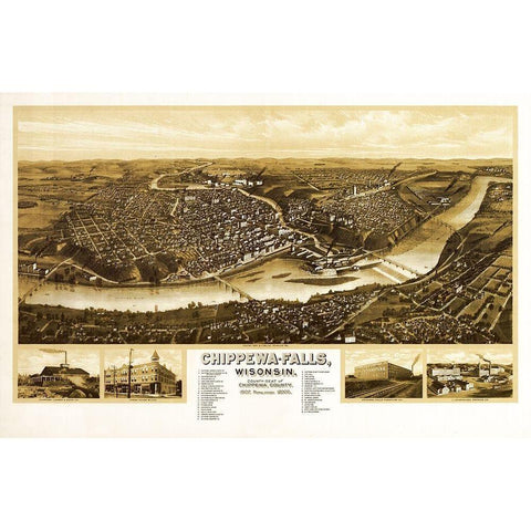 Chippewa Wisconsin - Wellge 1907  Black Modern Wood Framed Art Print by Wellge
