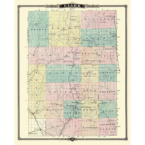 Clark Wisconsin Landowner - Snyder 1878 Black Modern Wood Framed Art Print with Double Matting by Snyder