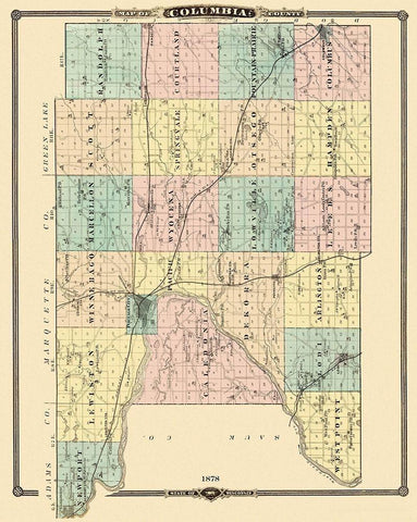 Columbia Wisconsin Landowner - Snyder 1878 Black Ornate Wood Framed Art Print with Double Matting by Snyder