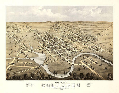 Columbus Wisconsin - Ruger 1868  White Modern Wood Framed Art Print with Double Matting by Ruger
