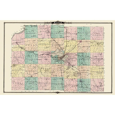 Dane Wisconsin Landowner - Snyder 1878 Black Modern Wood Framed Art Print with Double Matting by Snyder