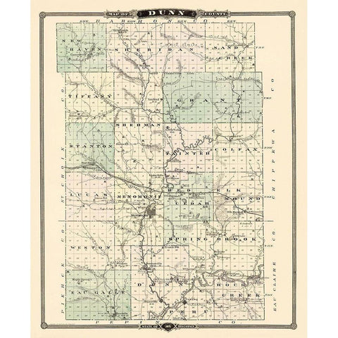 Dunn Wisconsin Landowner - Snyder 1878 White Modern Wood Framed Art Print by Snyder