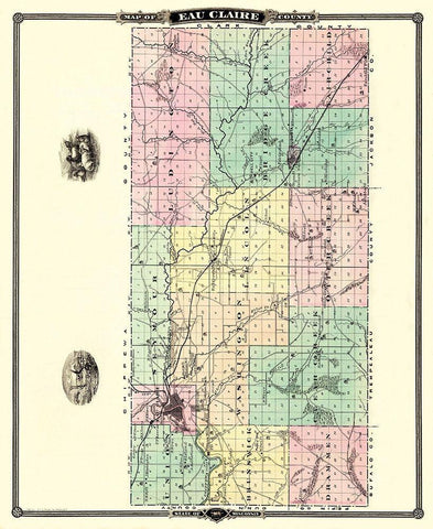 Eau Claire Wisconsin Landowner - Snyder 1878 White Modern Wood Framed Art Print with Double Matting by Snyder