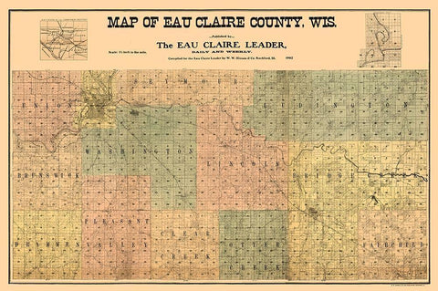 Eau Claire County Wisconsin - Hixon 1902  White Modern Wood Framed Art Print with Double Matting by Hixon