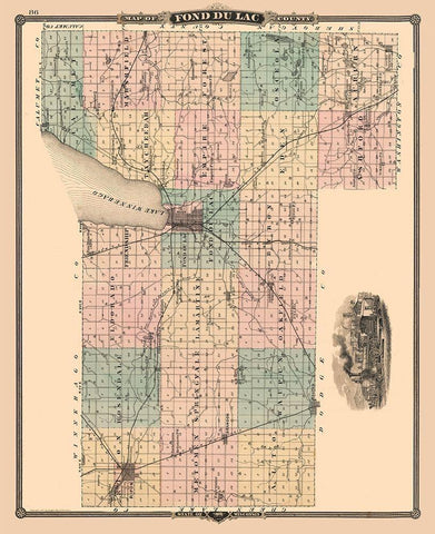 Fond du Lac  Wisconsin - Snyder 1848 White Modern Wood Framed Art Print with Double Matting by Snyder