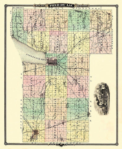 Fond Du Lac Wisconsin Landowner - Snyder 1878 White Modern Wood Framed Art Print with Double Matting by Snyder