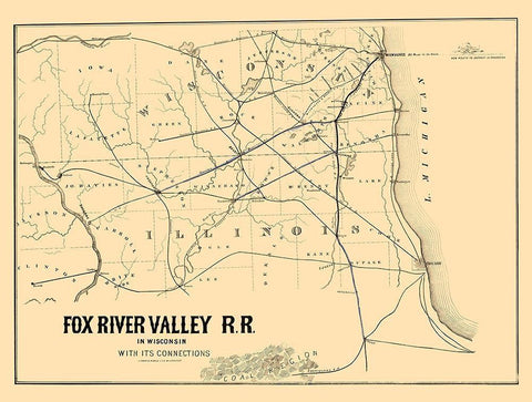 Fox River Valley Railroad - Lipman 1857 White Modern Wood Framed Art Print with Double Matting by Lipman