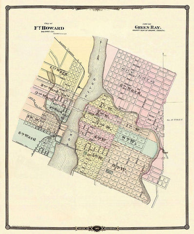 Ft Howard, Green Bay Wisconsin - Snyder 1877 White Modern Wood Framed Art Print with Double Matting by Snyder