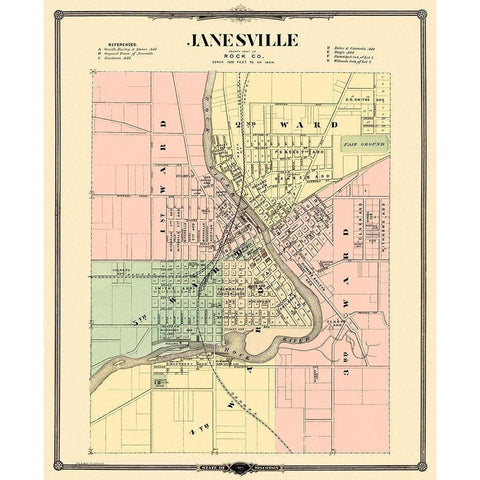 Janesville Wisconsin Landowner - Snyder 1878 Gold Ornate Wood Framed Art Print with Double Matting by Snyder