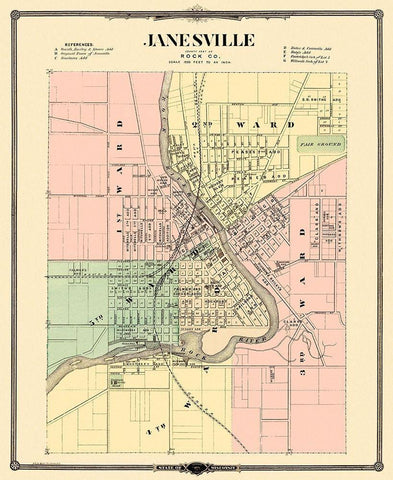 Janesville Wisconsin Landowner - Snyder 1878 White Modern Wood Framed Art Print with Double Matting by Snyder