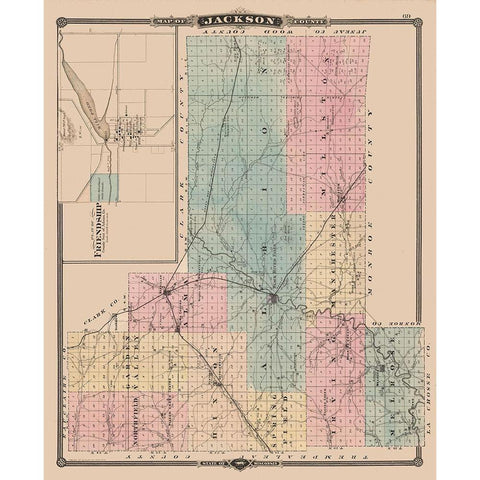 Jackson County  Wisconsin - Snyder 1848 Black Modern Wood Framed Art Print with Double Matting by Snyder