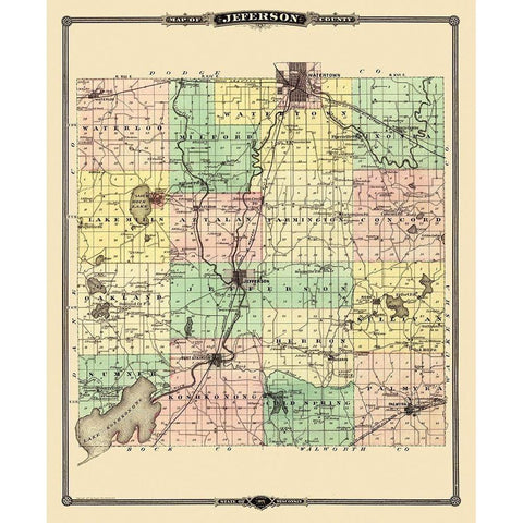 Jefferson Wisconsin Landowner - Snyder 1878 White Modern Wood Framed Art Print by Snyder