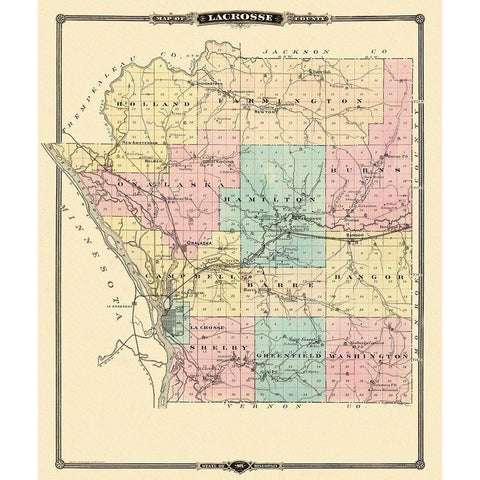 La Crosse Wisconsin Landowner - Snyder 1878 Gold Ornate Wood Framed Art Print with Double Matting by Snyder