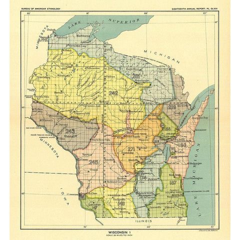 Wisconsin - Lake Superior - Hoen 1896 Black Modern Wood Framed Art Print with Double Matting by Hoen