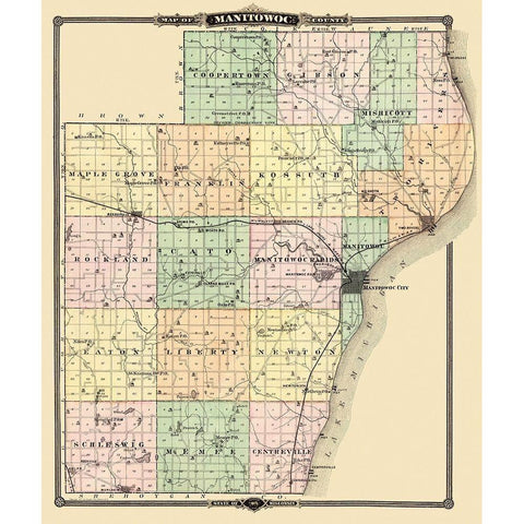 Manitowoc Wisconsin - Snyder 1878 White Modern Wood Framed Art Print by Snyder