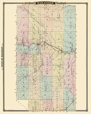 Marathon Wisconsin Landowner - Snyder 1878 White Modern Wood Framed Art Print with Double Matting by Snyder