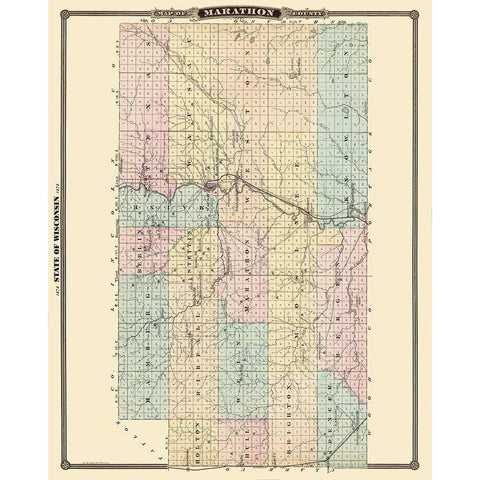 Marathon Wisconsin Landowner - Snyder 1878 Black Modern Wood Framed Art Print with Double Matting by Snyder