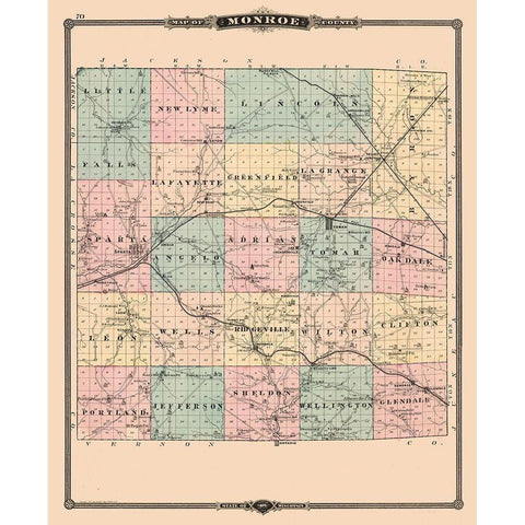 Monroe County  Wisconsin - Snyder 1877 Black Modern Wood Framed Art Print with Double Matting by Snyder