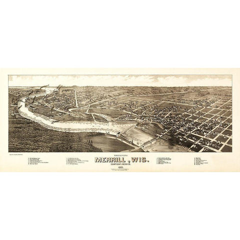 Merrill Wisconsin - Wellge 1883  Black Modern Wood Framed Art Print with Double Matting by Wellge
