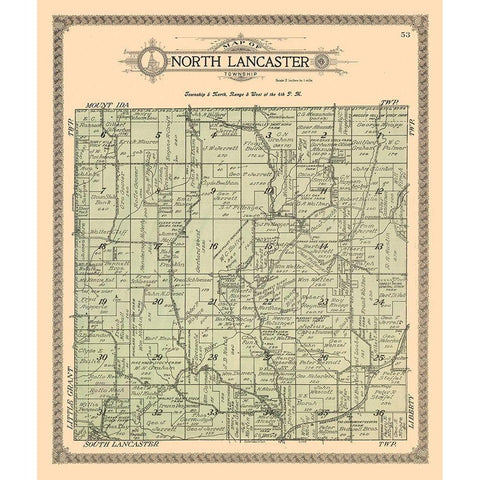 North Lancaster  Wisconsin - Ogle 1918 Black Modern Wood Framed Art Print with Double Matting by Ogle