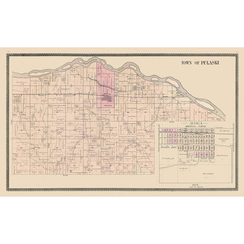 Pulaski, Avoca  Wisconsin - Brandt 1895 Gold Ornate Wood Framed Art Print with Double Matting by Brant