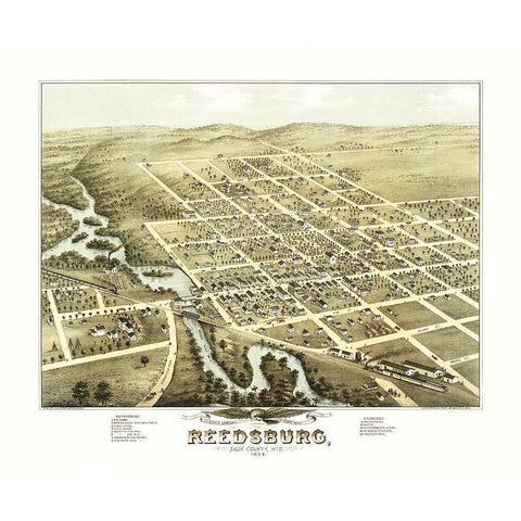 Reedsburg Wisconsin - Stoner 1874  Black Modern Wood Framed Art Print with Double Matting by Stoner