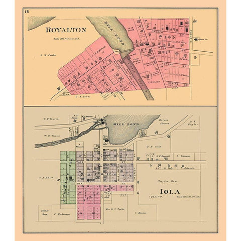 Royalton, Iola Wisconsi - Foote 1889 Gold Ornate Wood Framed Art Print with Double Matting by Foote