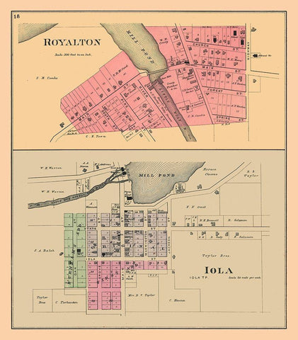 Royalton, Iola Wisconsi - Foote 1889 White Modern Wood Framed Art Print with Double Matting by Foote