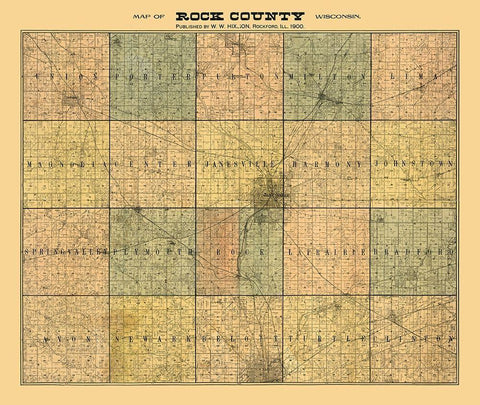 Rock County Wisconsin - Hixon 1900  White Modern Wood Framed Art Print with Double Matting by Hixon