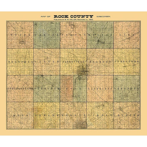 Rock County Wisconsin - Hixon 1900  Gold Ornate Wood Framed Art Print with Double Matting by Hixon