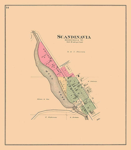 Scandinavia Wisconsin  Foote 1889 White Modern Wood Framed Art Print with Double Matting by Foote