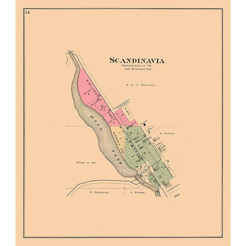 Scandinavia Wisconsin  Foote 1889 Gold Ornate Wood Framed Art Print with Double Matting by Foote