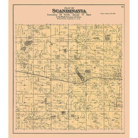 Scandinavia City  Wisconsin - Foote 1889 White Modern Wood Framed Art Print by Foote