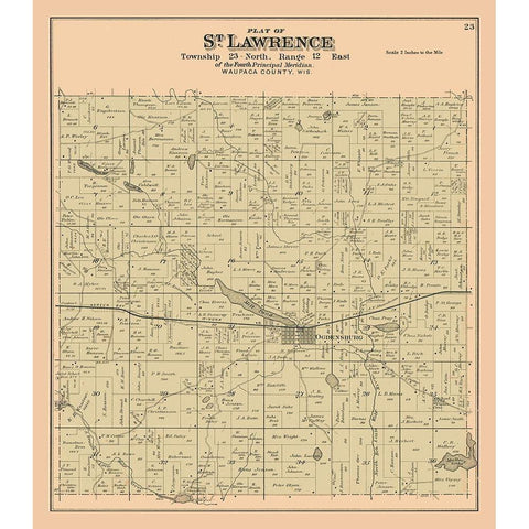 St Lawrence  Wisconsin - 1912 Black Modern Wood Framed Art Print with Double Matting by Waupaca Abstract & Loan Co.