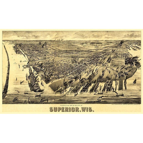 Superior Wisconsin - American Pub Co 1893  White Modern Wood Framed Art Print by American Pub Co