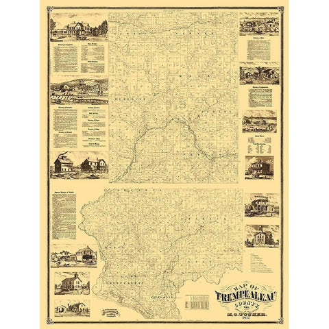 Trempealeau County Wisconsin - Tucker 1877  White Modern Wood Framed Art Print by Tucker