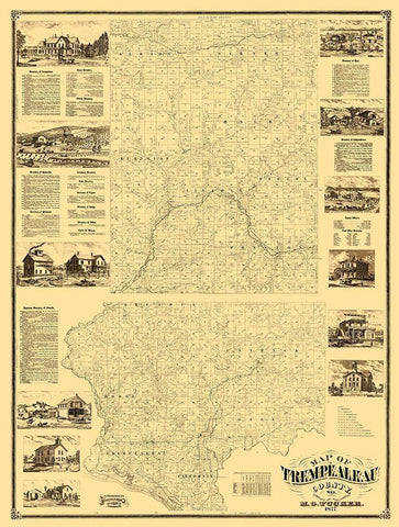 Trempealeau County Wisconsin - Tucker 1877  White Modern Wood Framed Art Print with Double Matting by Tucker