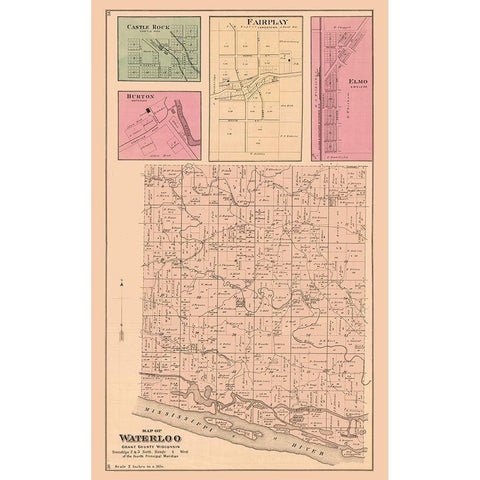 Waterloo  Wisconsin - Foote 1877 White Modern Wood Framed Art Print by Foote
