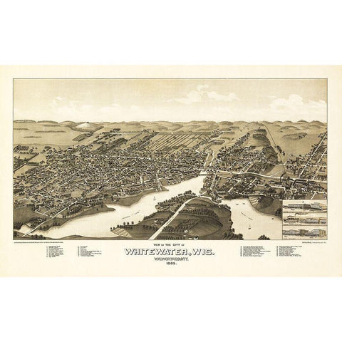 Whitewater Wisconsin - Norris 1855  Gold Ornate Wood Framed Art Print with Double Matting by Norris
