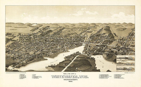 Whitewater Wisconsin - Norris 1855  White Modern Wood Framed Art Print with Double Matting by Norris
