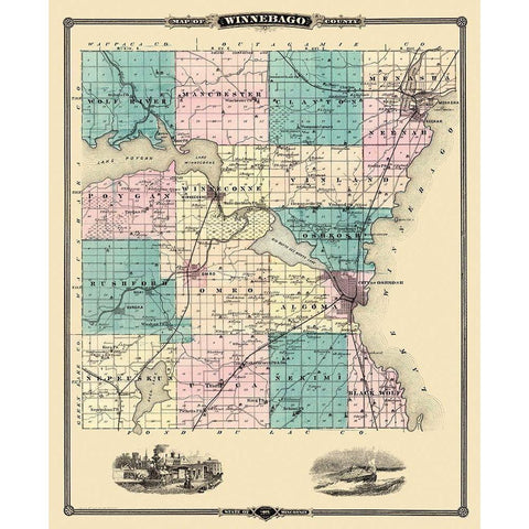 Winnebago Wisconsin Landowner - Snyder 1878 White Modern Wood Framed Art Print by Snyder