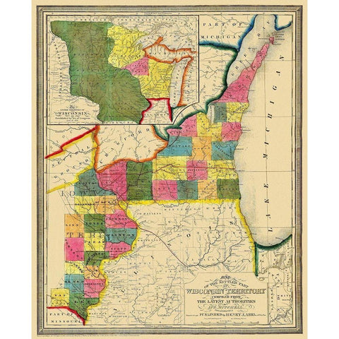 Wisconsin Territory - Abel 1838 White Modern Wood Framed Art Print by Abel