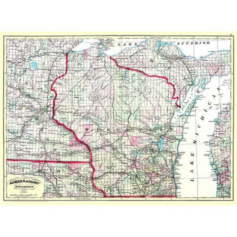 Wisconsin - Asher  1874 White Modern Wood Framed Art Print by Asher