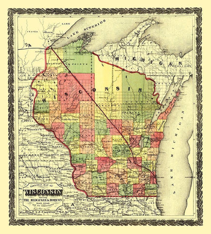 Wisconsin Townships - Hamilton 1857 White Modern Wood Framed Art Print with Double Matting by Hamilton