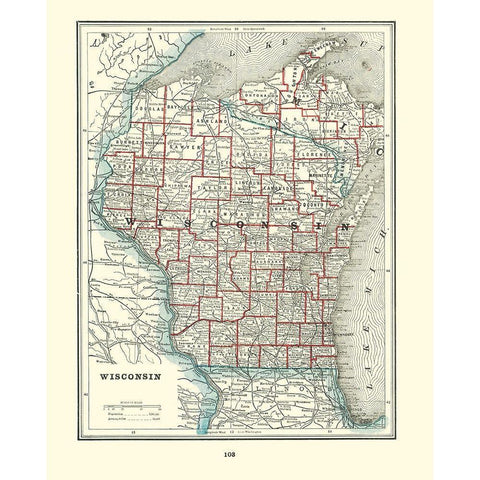 Wisconsin - Rathbun 1893 White Modern Wood Framed Art Print by Rathbun